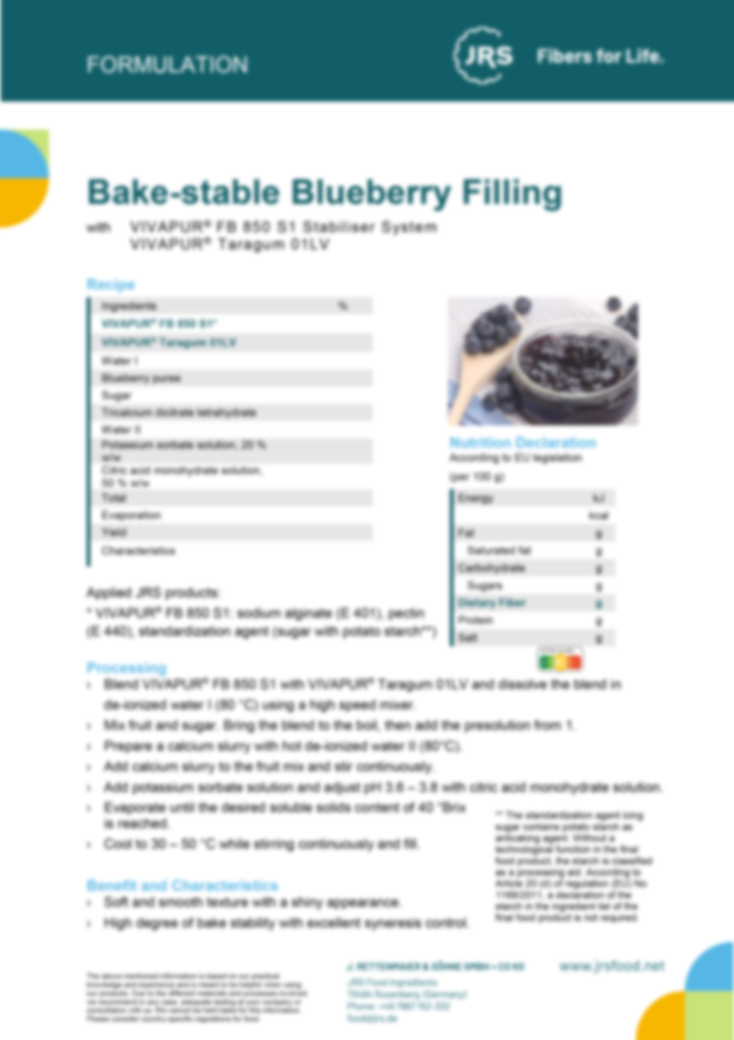 Backstabile Blaubeerfüllung